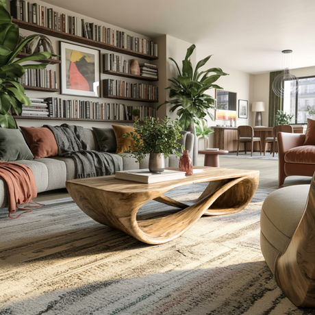 Oriven Curve Solid Wood Coffee Table - Timberustic Coffee Table