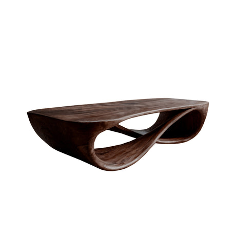Oriven Curve Solid Wood Coffee Table Dark Walnut - Timberustic Coffee Table