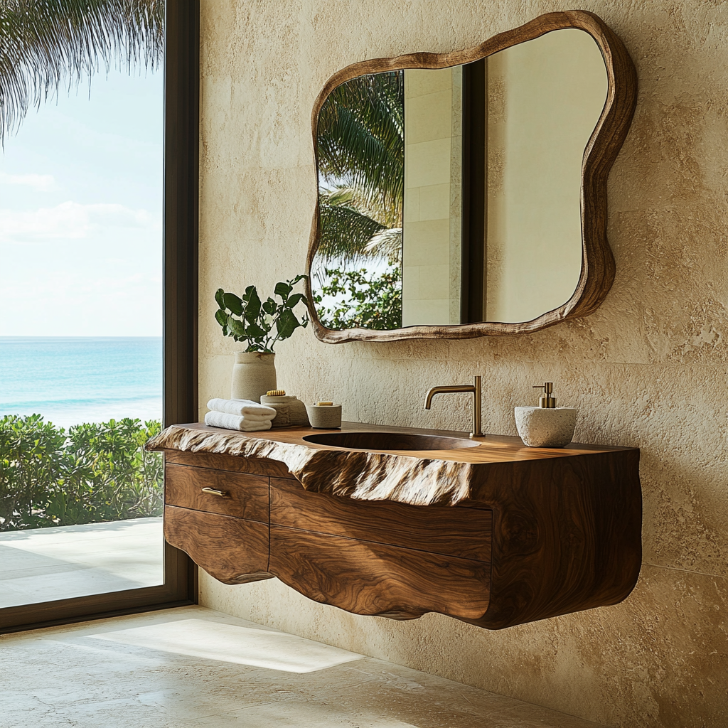 Oriven Sculpted Solid Wood Floating Bathroom Vanity with Drawers - Timberustic Floating Bathroom Vanity With Drawers