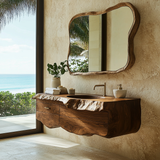 Oriven Sculpted Solid Wood Floating Bathroom Vanity with Drawers - Timberustic Floating Bathroom Vanity With Drawers