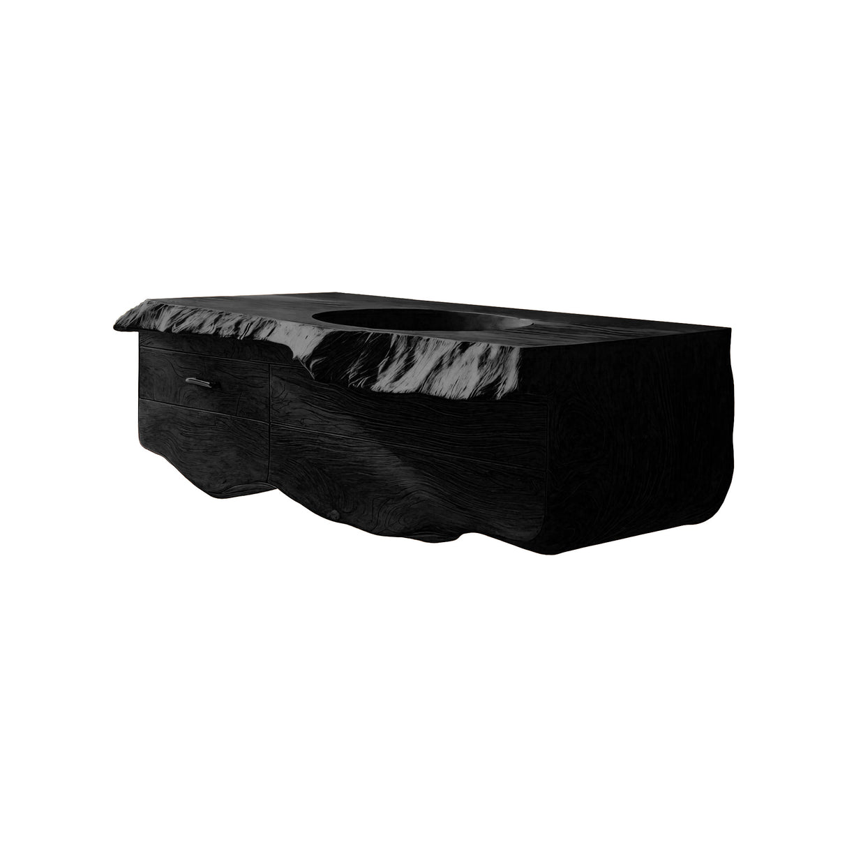 Oriven Sculpted Solid Wood Floating Bathroom Vanity with Drawers Black - Timberustic Floating Bathroom Vanity With Drawers
