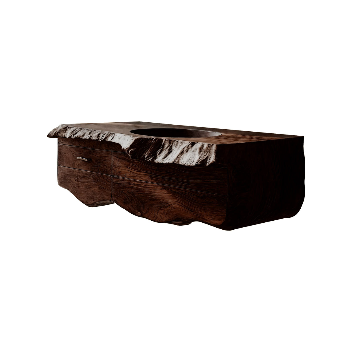 Oriven Sculpted Solid Wood Floating Bathroom Vanity with Drawers Dark Walnut - Timberustic Floating Bathroom Vanity With Drawers