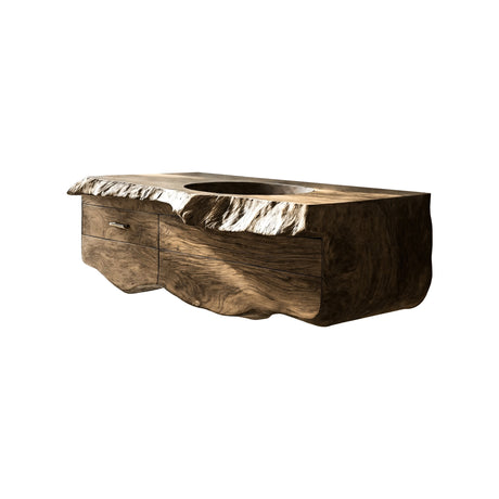 Oriven Sculpted Solid Wood Floating Bathroom Vanity with Integrated Sink and Storage