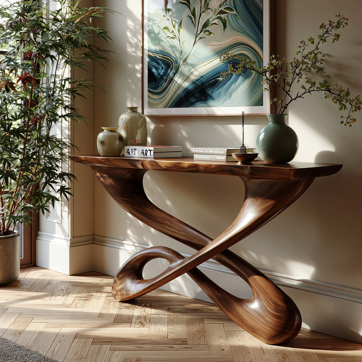 Orlathen Sculpted Solid Wood Console Table - Timberustic Console Table