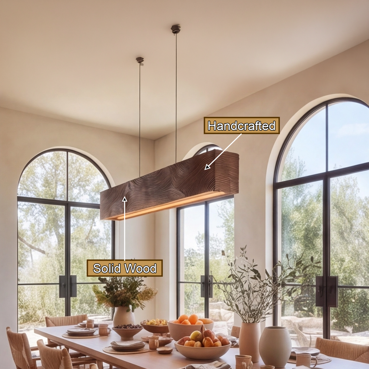 Orlavik Sculpted Solid Wood Linear Pendant Light SPA465234 - Timberustic Linear Pendant Light