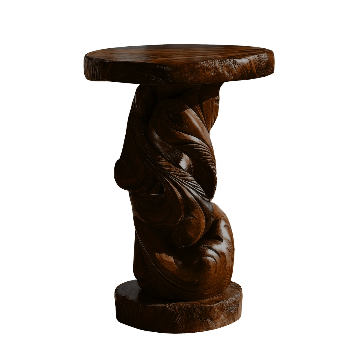 Orlavyn Solid Wood Sculpted Pedestal Stand Dark Walnut - Timberustic Pedestal Stand