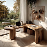 Orlen Curved Solid Wood L-Shaped Desk
