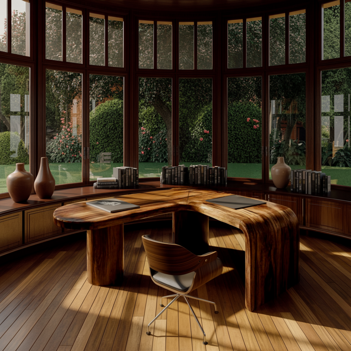 Orlen Curved Solid Wood L-Shaped Desk