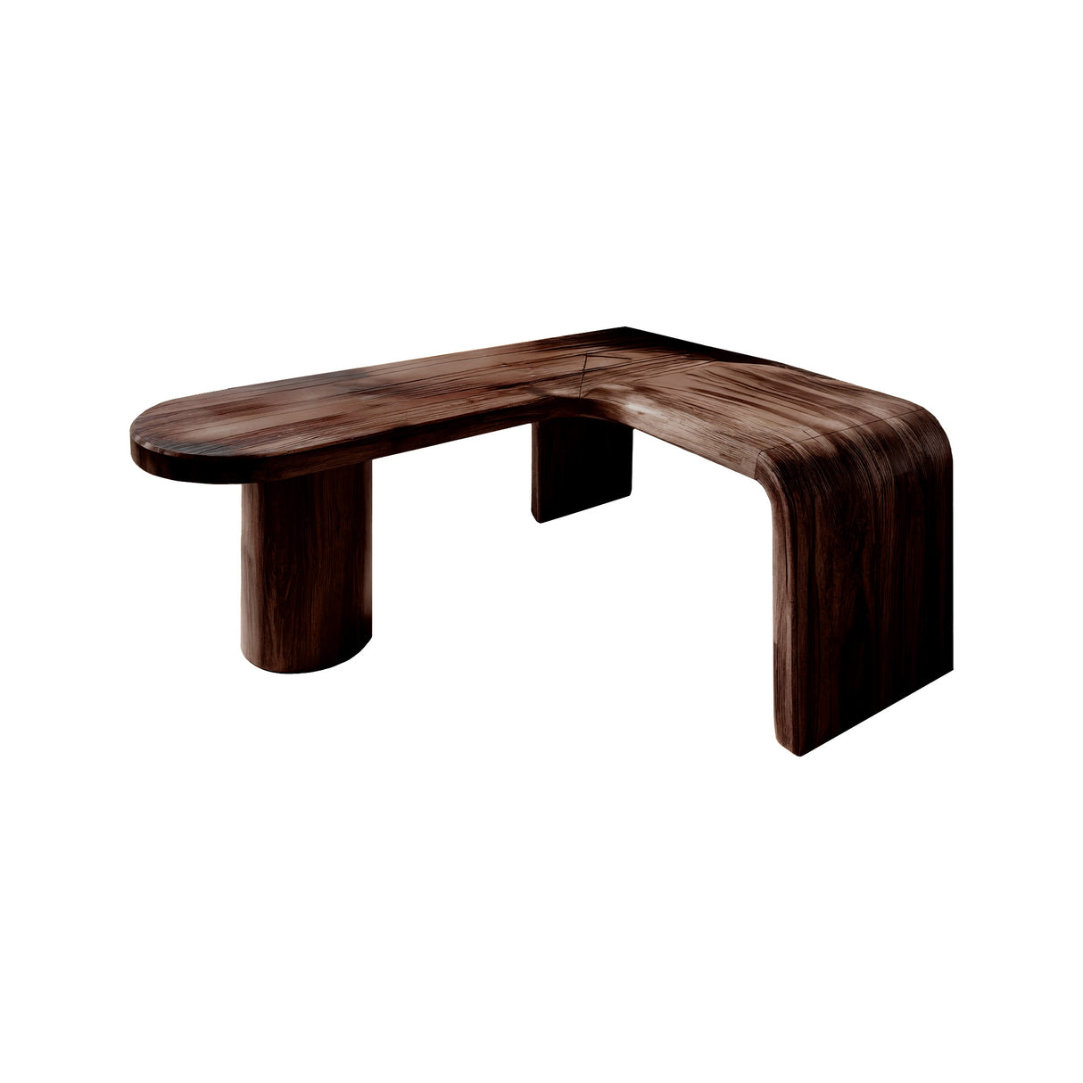 Orlen Curved Solid Wood L-Shaped Desk