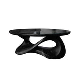 Orlessa Sculpted Solid Wood Coffee Table with Glass Top Black - Timberustic Coffee Table