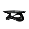 Orlessa Sculpted Solid Wood Coffee Table with Glass Top Black - Timberustic Coffee Table