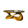 Orlessa Sculpted Solid Wood Coffee Table with Glass Top Teak - Timberustic Coffee Table