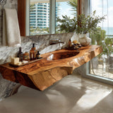 Orlith Live Edge Solid Wood Floating Bathroom Vanity with Integrated Sink SPA665452 - Timberustic Floating Bathroom Vanity with Integrated Sink