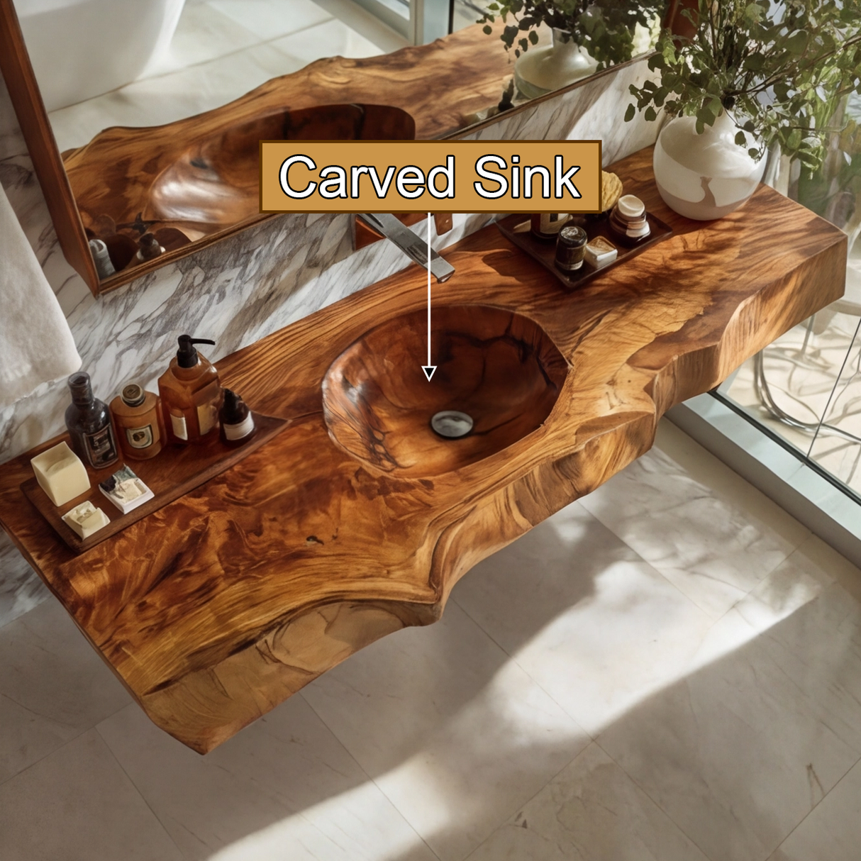 Orlith Live Edge Solid Wood Floating Bathroom Vanity with Integrated Sink SPA665452 - Timberustic Floating Bathroom Vanity with Integrated Sink