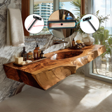 Orlith Live Edge Solid Wood Floating Bathroom Vanity with Integrated Sink SPA665452 - Timberustic Floating Bathroom Vanity with Integrated Sink