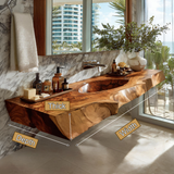 Orlith Live Edge Solid Wood Floating Bathroom Vanity with Integrated Sink SPA665452 - Timberustic Floating Bathroom Vanity with Integrated Sink