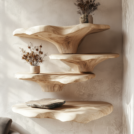 Orlithen Solid Wood Sculpted Mushroom Floating Shelf SPA395837 - Timberustic Floating Shelf