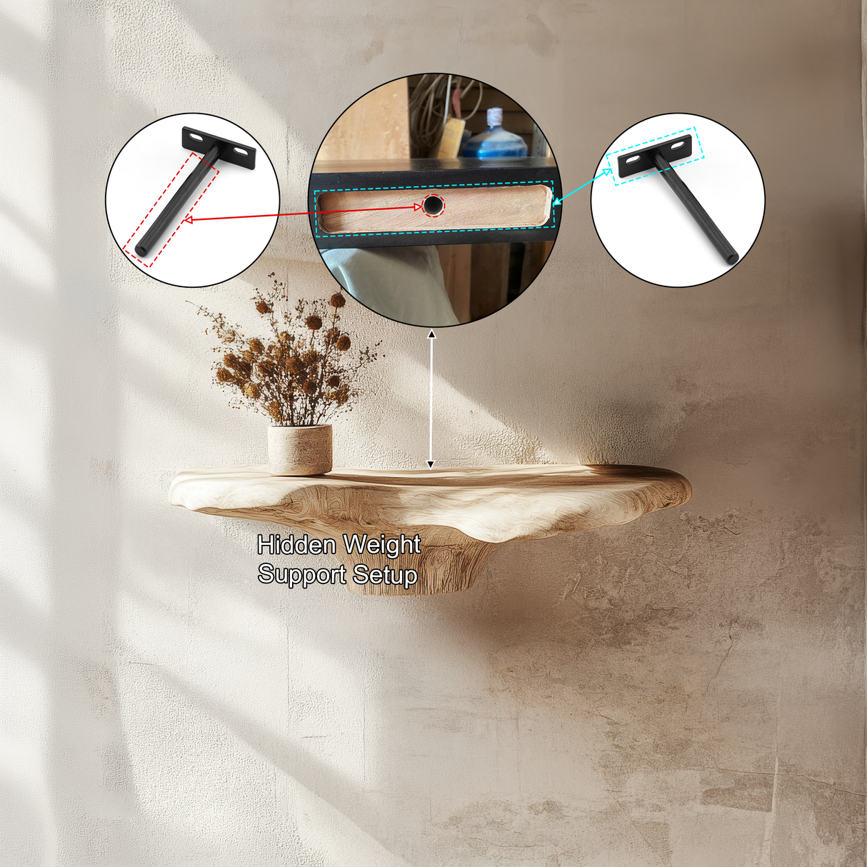 Orlithen Solid Wood Sculpted Mushroom Floating Shelf SPA395837 - Timberustic Floating Shelf