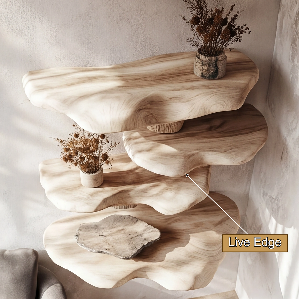 Orlithen Solid Wood Sculpted Mushroom Floating Shelf SPA395837 - Timberustic Floating Shelf
