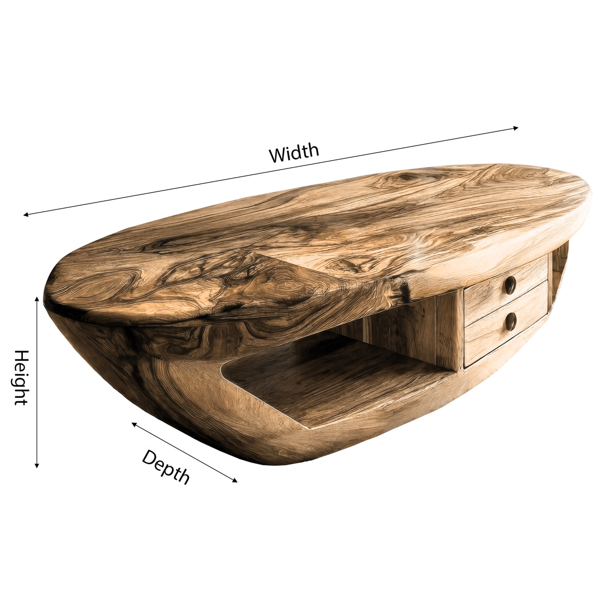 Orlune Live Edge Solid Wood Coffee Table - Timberustic Coffee Table