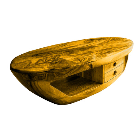 Orlune Live Edge Solid Wood Coffee Table Teak - Timberustic Coffee Table