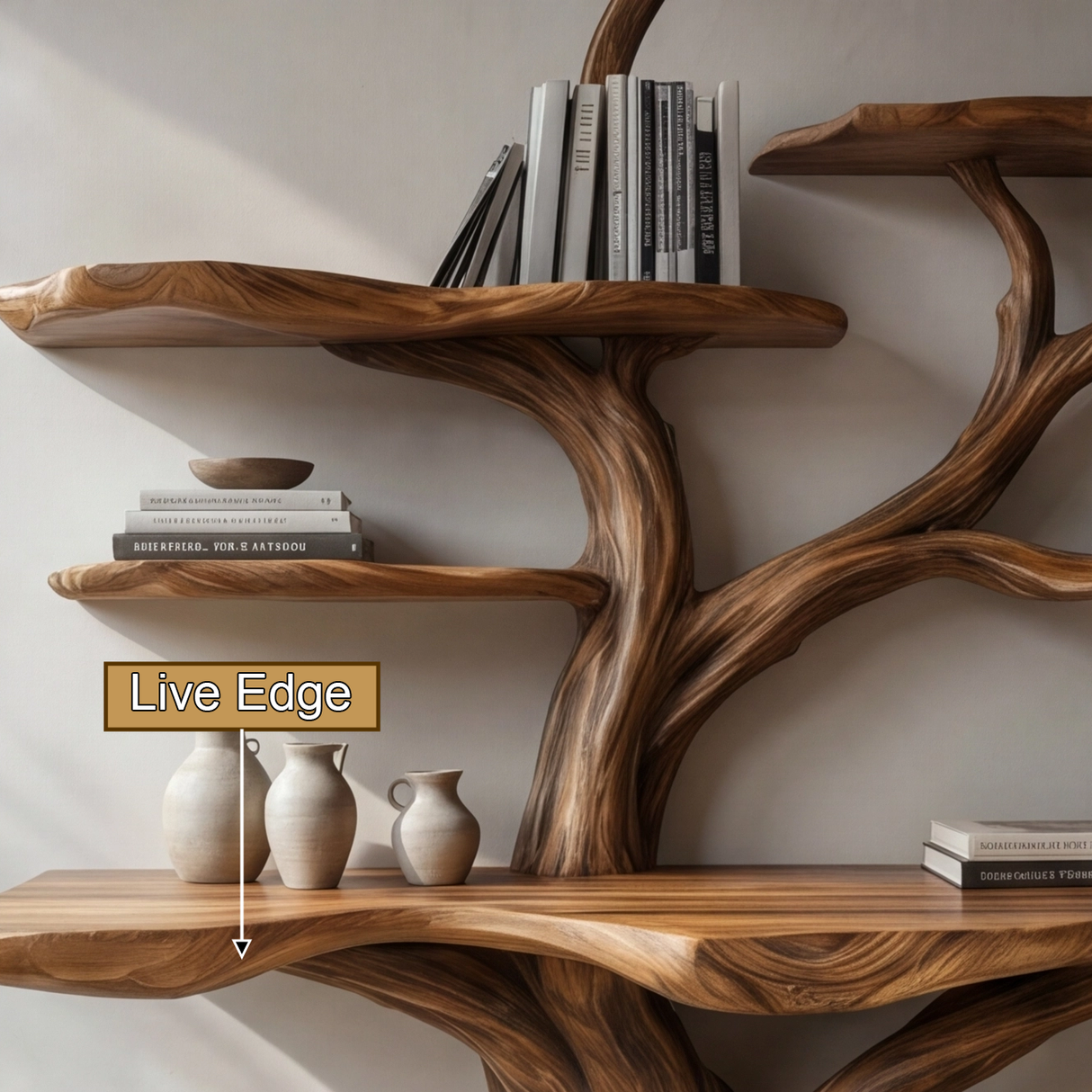 Orlune Sculpted Solid Wood Console Table with Shelves - Timberustic Console Table with Shelves