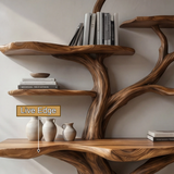 Orlune Sculpted Solid Wood Console Table with Shelves - Timberustic Console Table with Shelves