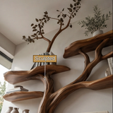 Orlune Sculpted Solid Wood Console Table with Shelves - Timberustic Console Table with Shelves