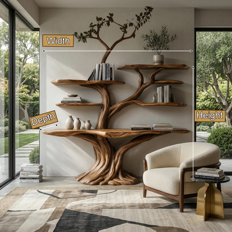 Orlune Sculpted Solid Wood Console Table with Shelves - Timberustic Console Table with Shelves