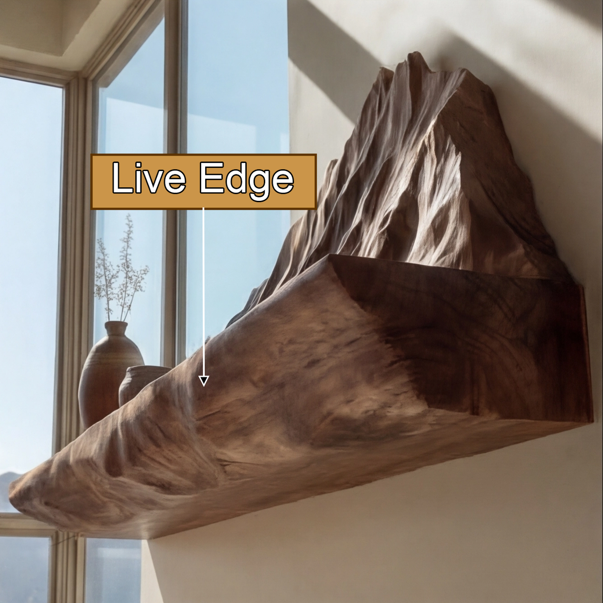 Orlune Sculpted Solid Wood Mountain Floating Shelf SPA564532 - Timberustic Floating Shelf