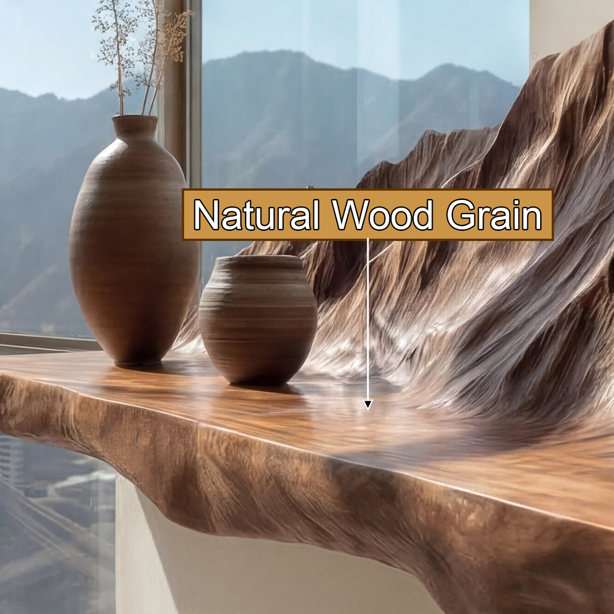 Orlune Sculpted Solid Wood Mountain Floating Shelf SPA564532 - Timberustic Floating Shelf