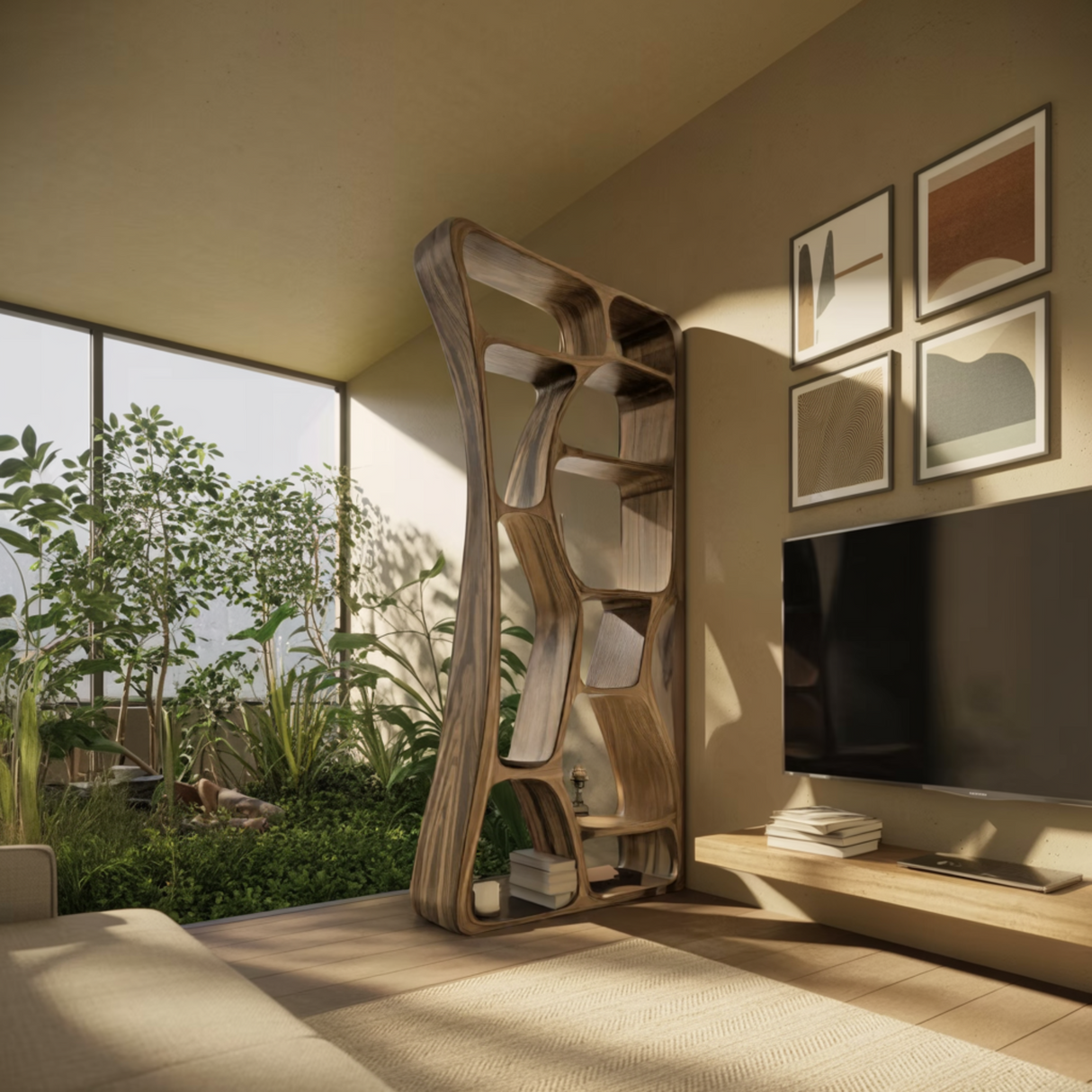 Orren Flowform Solid Wood Bookshelf