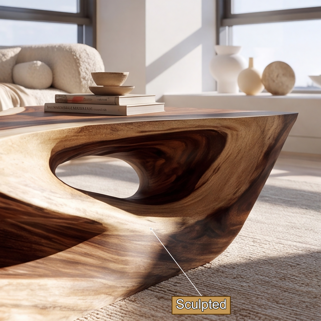 Orren Sculpted Solid Wood Coffee Table - Timberustic Coffee Table