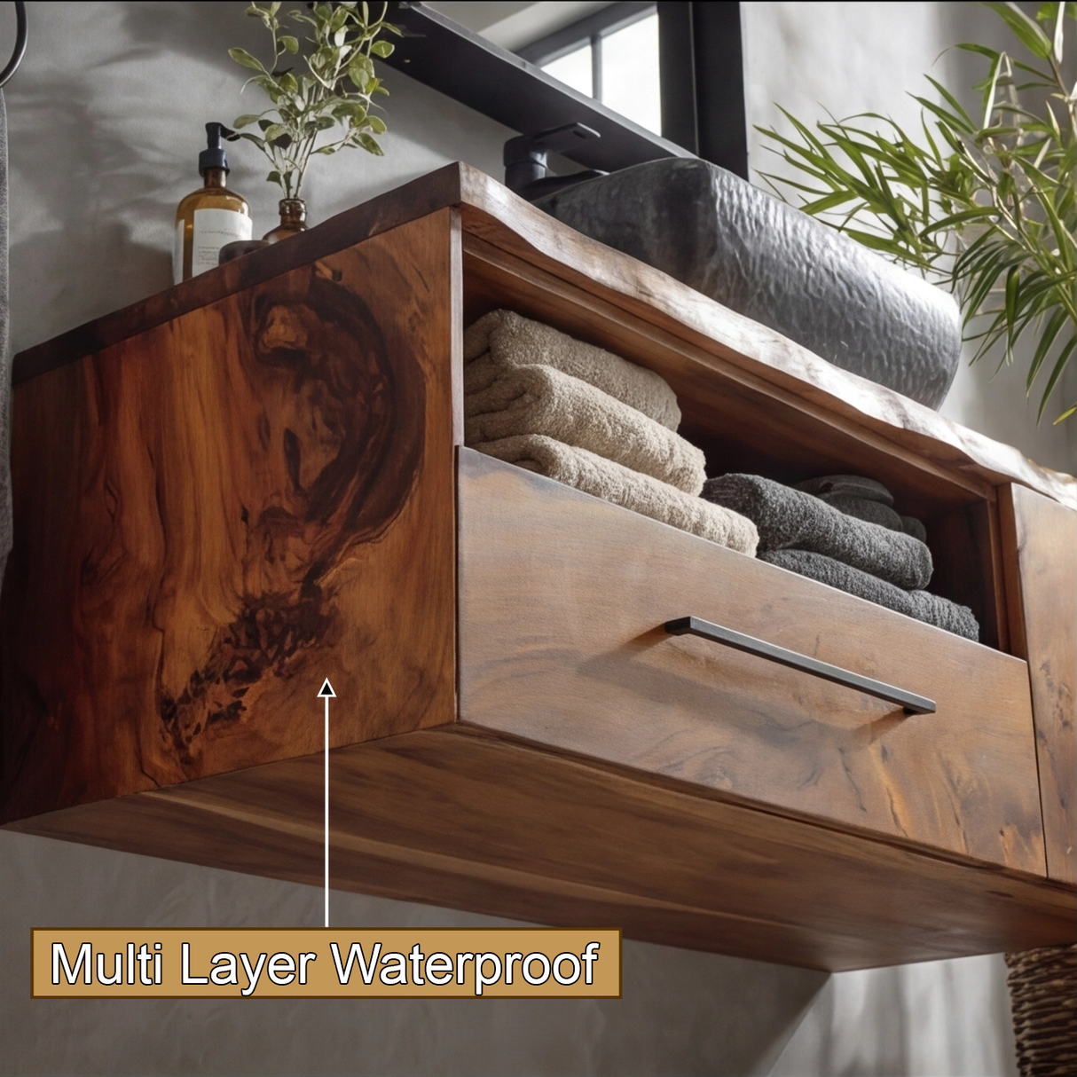Orsen Live Edge Solid Wood Floating Bathroom Vanity With Drawers - Timberustic Floating Bathroom Vanity With Drawers