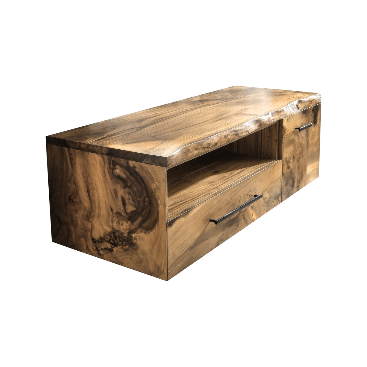 Orsen Live Edge Solid Wood Floating Bathroom Vanity With Drawers Natural Oak - Timberustic Floating Bathroom Vanity With Drawers