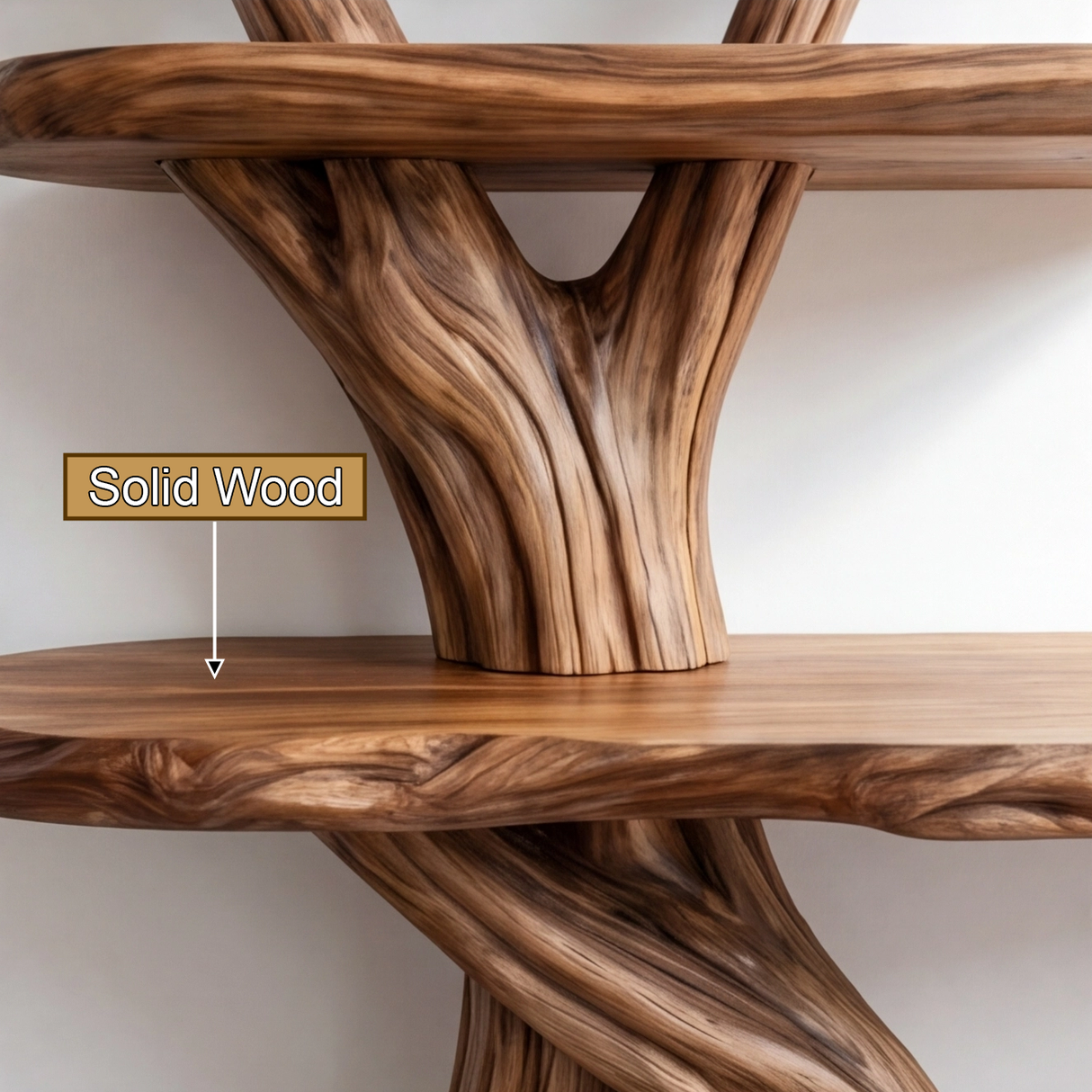 Orvane Sculpted Solid Wood Console Table with Shelves - Timberustic Console Table with Shelves