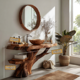 Orvane Sculpted Solid Wood Freestanding Bathroom Vanity with Shelves - Timberustic Freestanding Bathroom Vanity with Shelves