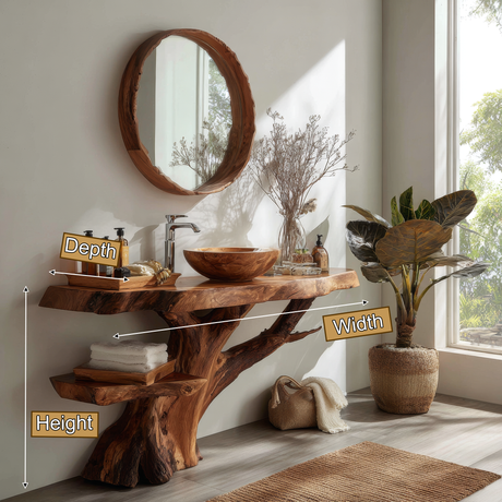 Orvane Sculpted Solid Wood Freestanding Bathroom Vanity with Shelves - Timberustic Freestanding Bathroom Vanity with Shelves