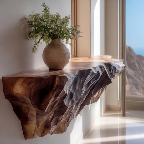 Orvane Sculpted Solid Wood Mountain Floating Shelf SPA842851 - Timberustic Floating Shelf