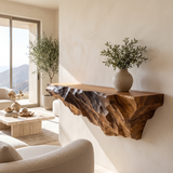 Orvane Sculpted Solid Wood Mountain Floating Shelf SPA842851 Brown - Timberustic Floating Shelf