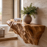 Orvane Sculpted Solid Wood Mountain Floating Shelf SPA842851 Teak - Timberustic Floating Shelf