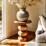 Orvane Sculpted Solid Wood Pedestal Stand - Timberustic Pedestal Stand
