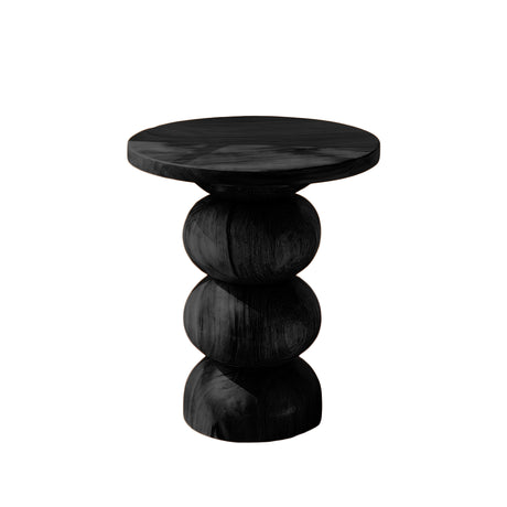 Orvane Sculpted Solid Wood Pedestal Stand Black - Timberustic Pedestal Stand