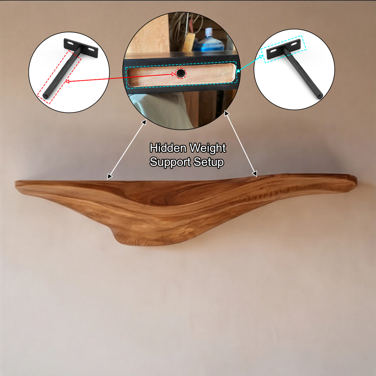 Orvanta Sculpted Solid Wood Floating Shelf - Timberustic Floating Shelf