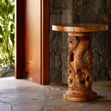 Orvanto Sculpted Solid Wood Pedestal Stand - Timberustic Pedestal Stand