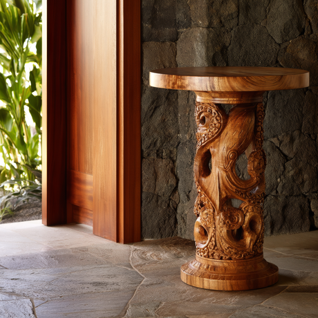 Orvanto Sculpted Solid Wood Pedestal Stand - Timberustic Pedestal Stand