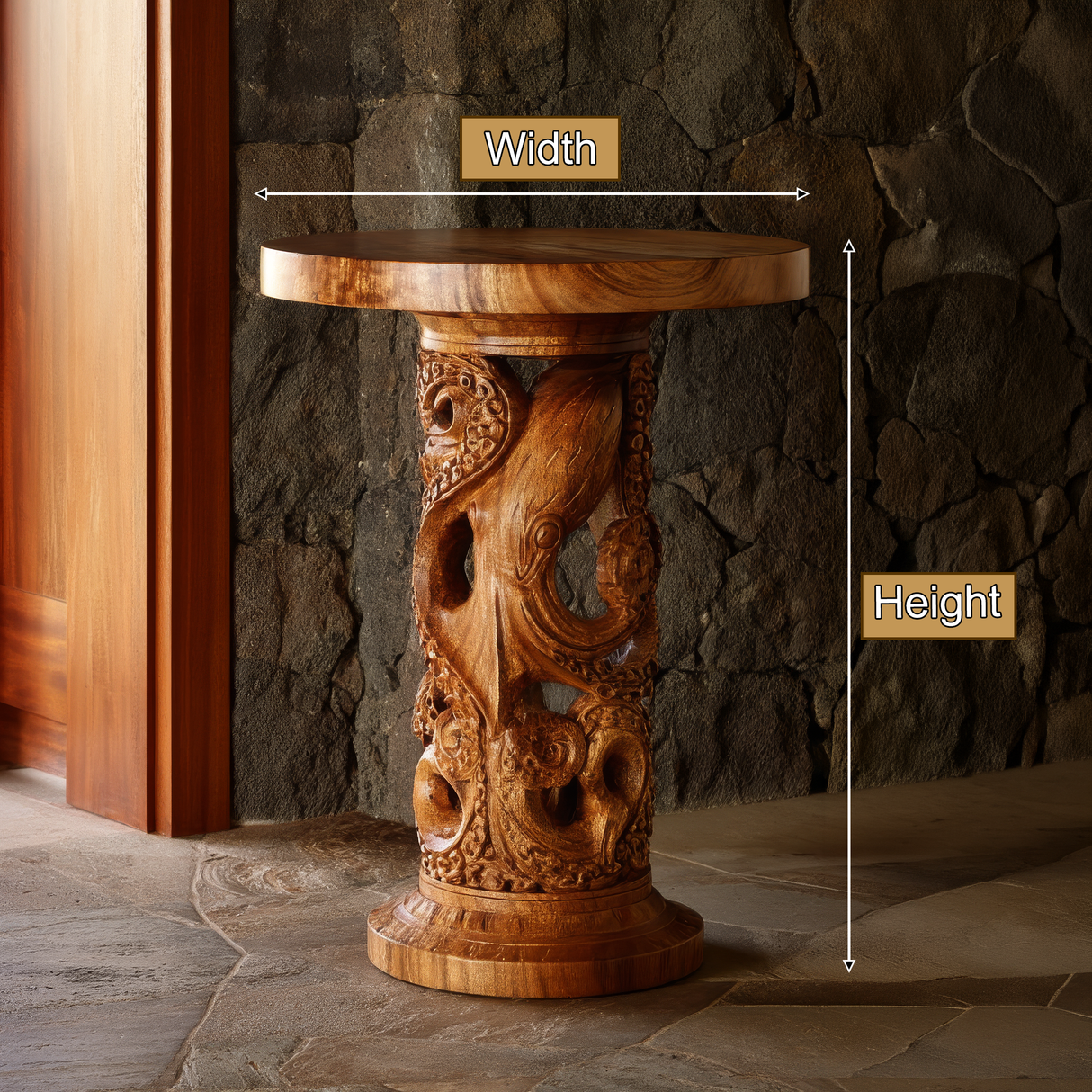 Orvanto Sculpted Solid Wood Pedestal Stand - Timberustic Pedestal Stand
