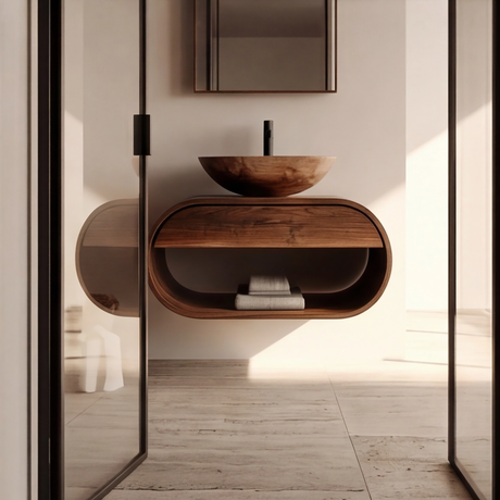 Orvelis Sculpted Solid Wood Floating Bathroom Vanity with Drawers SPA662923 - Timberustic Floating Bathroom Vanity With Drawers