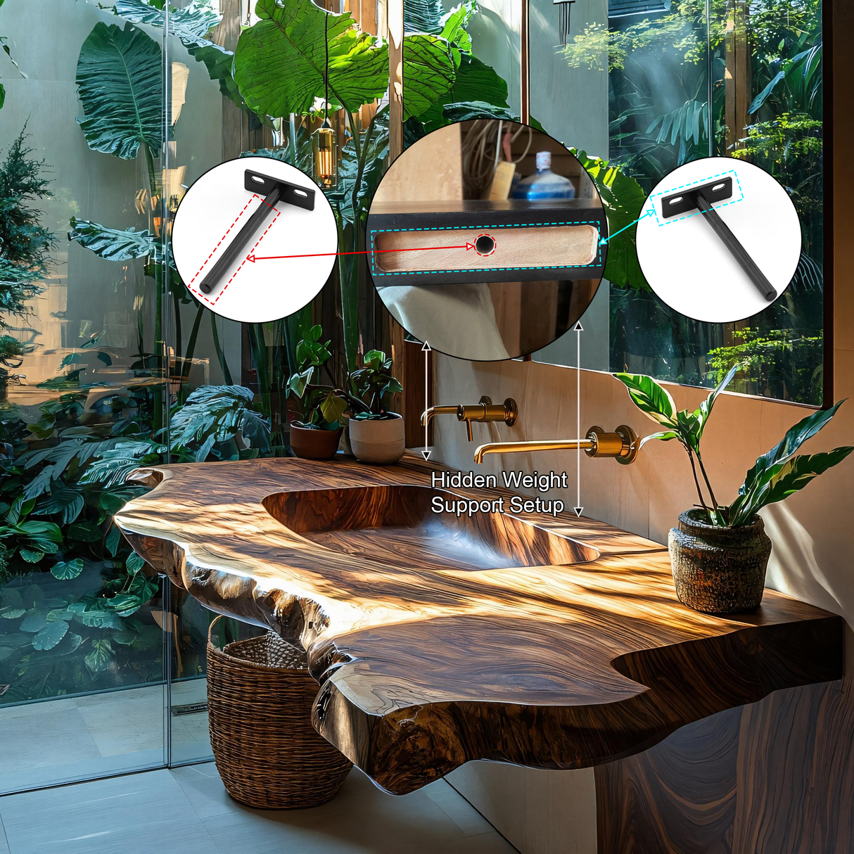 Orvella Live Edge Solid Wood Floating Bathroom Vanity with Integrated Sink SPA395554 - Timberustic Floating Bathroom Vanity with Integrated Sink