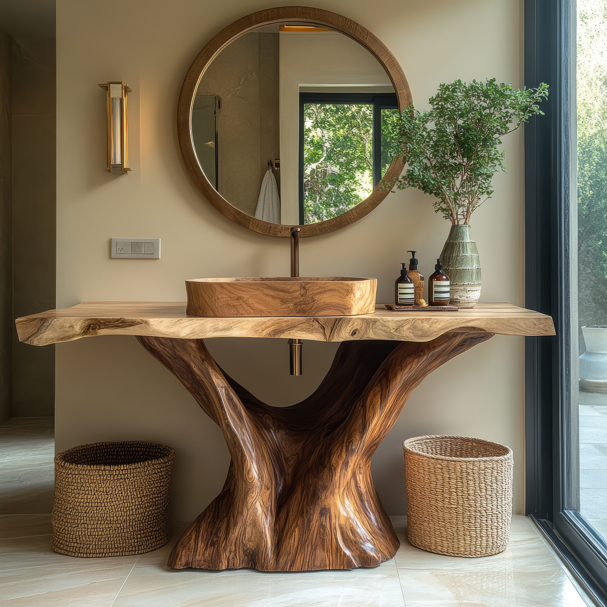 Orvella Rootform Solid Wood Freestanding Bathroom Vanity SPA120255 - Timberustic Freestanding Bathroom Vanity